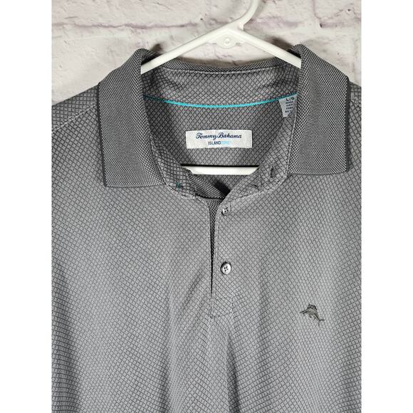 Tommy Bahama Island Zone Men's Short Sleeve Polo Gray size Large Coolmax - Picture 3 of 7
